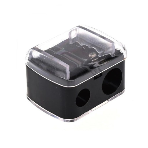 Pencil Sharpener för läpp- och ögonbrynspennor Skonsam vässare för makeup-pennor med två öppningar 3,5 x 3 x 3 cm
