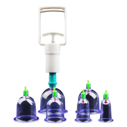 Vakuummassagekoppar med pump 6 st Set med vakuummassagekoppar Massagevakuumburkar Ryggmassage