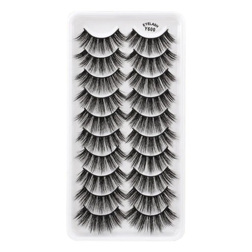 Volym lösögonfransar 10 par falska 3D Stick-on svarta ögonfransar Ögonfransförlängningsset