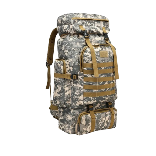 Taktisk militär ryggsäck Turistisk ryggsäck med flera fickor 60 l Vattentålig 72 x 34 x 17 cm Kamouflage mönster