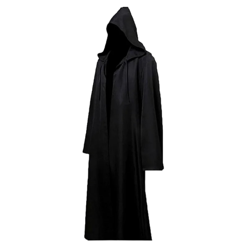 Svart huva mantel Halloween mantel för vuxna Svart mantel Cosplay Wizard kostym