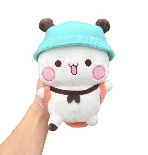 Söt Panda plyschleksak 20 cm fylld björnleksak med ryggsäck och hatt Mjuk plysch Panda Explorer