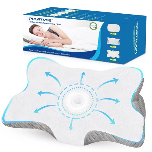 Ortopedisk kudde med memory foam Mot nack- och axelvärk Ergonomisk design Ryggstöd Bättre sömn Allergifri 37,5×56,6×11 cm