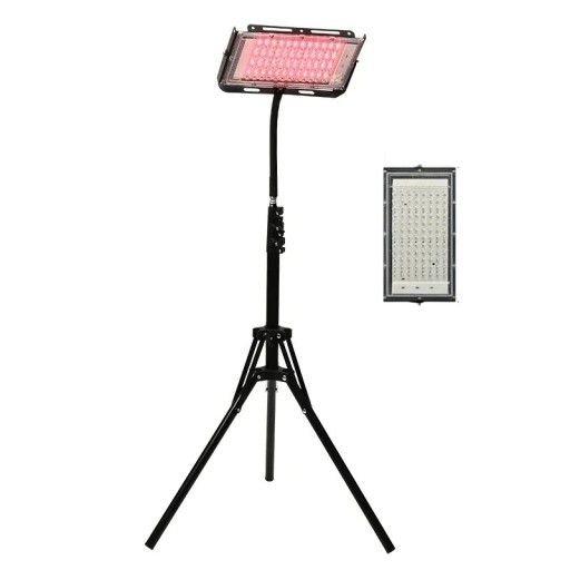 Lampa med rött ljus 660nm 850nm Teleskopiskt stativ 60-180cm 96 LED Terapi för muskler Smärtlindring Rotation 360° 50W Skyddsglasögon