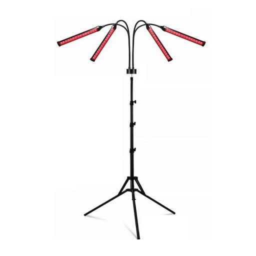 Lampa med 4 röda lampor 660nm 850nm Teleskopstativ 38-152cm 360° rotation Muskelterapi Smärtlindring Justerbar intensitet Timer