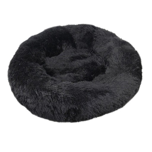 Microplush hundsäng i form av en munk Ø60 cm Mjuk rund säng med långt hår Andas och tvättbar ångestdämpande säng Bekväm säng