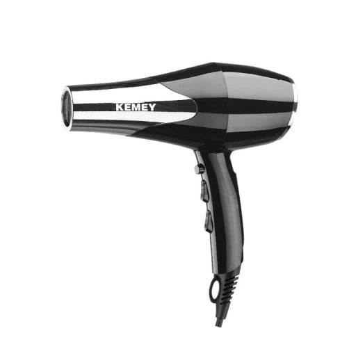 Professionell hårtork Kemey 1400W 27×23 cm Snabbtorkande Jonisk teknologi Antifriss 3 hastigheter 2 temperaturer