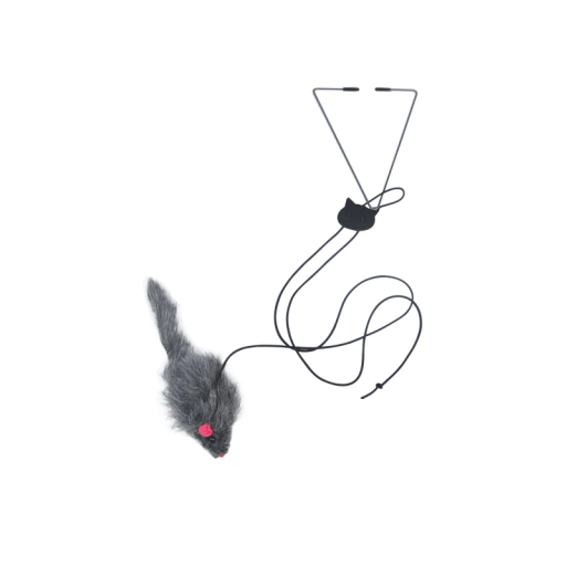 Cat tickler 40 cm Träpinne med gummi och fjädrar Interaktiv leksak för katter Hängen kyckling mus spiral ballong