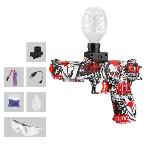 Elektrisk gelbollpistol 7-8mm för barn Glock med magasinsskyddsglasögon USB-laddningsräckvidd 15m