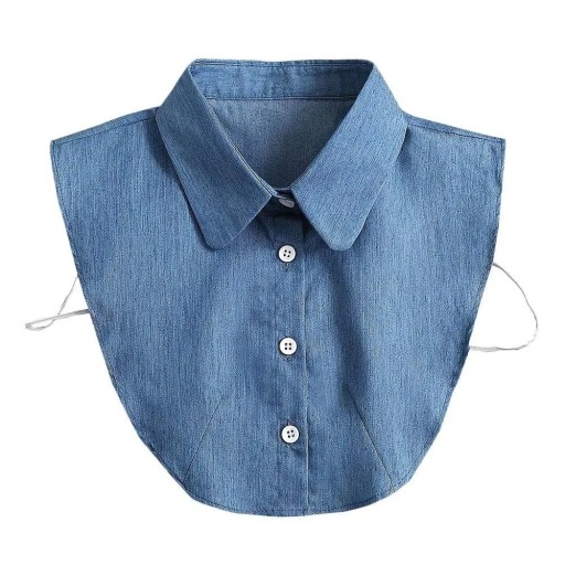 Falsk krage för kvinnor denimblå Avtagbar krage i bomull Dekorativ krage för tröja blusklänning Modeaccessoar