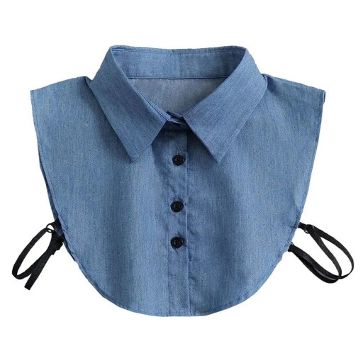 Falsk krage för kvinnor denimblå Avtagbar krage i bomull Dekorativ krage för tröja blusklänning Elegant accessoar