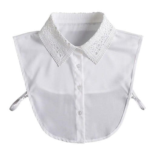 Falsk krage för kvinnor, vit spets. Elegant avtagbar spetskrage för en tröja, blus eller klänning.