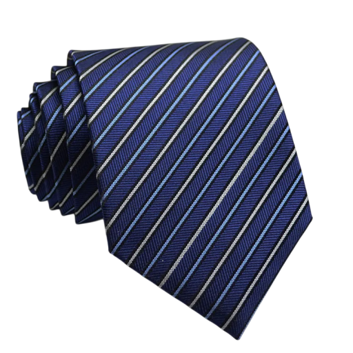 Elegant herrslips för kostym 146 x 8 cm Mörkblå randig slips Snygg accessoar för sociala evenemang, arbete och fritidskläder
