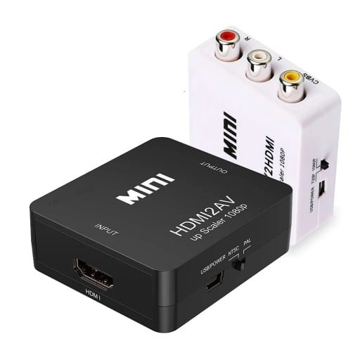 HDMI till RCA AV-adapter HDMI till RCA-konverterare Video och ljud USB-ström för TV DVD VHS-spelkonsoler Projektorer
