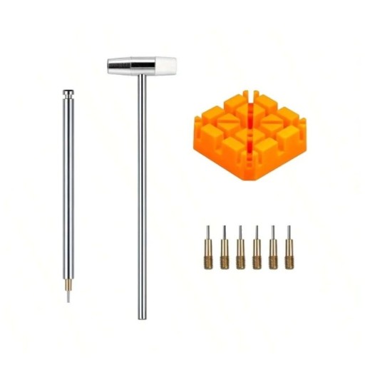9ks conjunto de ferramentas para relógios Removedor de braceletes com martelo, bloco e acessórios Ferramenta profissional de relojoeiro para troca de braceletes