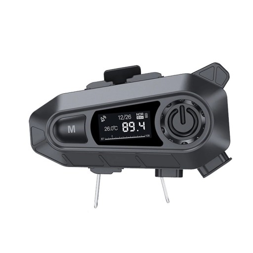 A1 Motorcykel Headset med Display BT 5.3 Soft Mic FM Radio IPX6 1000 mAh Touch Volume Op til 48 timers Batterilevetid til integralhjelme