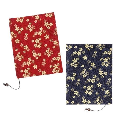 A5 Fabric Book Sleeve with Yellow Flower Pattern, Protective Cover for Books with Bookmark and Tying, Washable Cover for Notebook or Diary