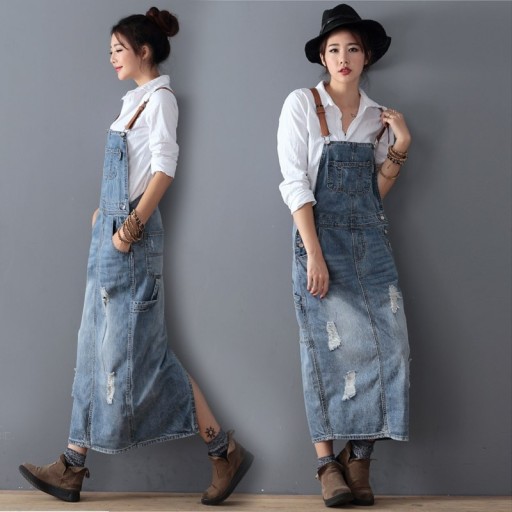 Abiti midi in denim con bretelle