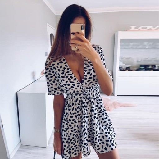 Abito mini nero e bianco da donna