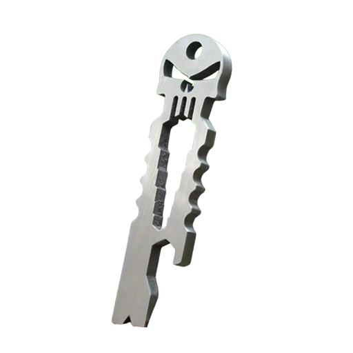 Abridor multifuncional de botellas y latas 7,5 x 1,8 cm metálico plateado llavero multitool para llaves EDC de bolsillo para viajes y camping
