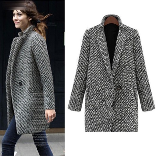 Abrigo de otoño para mujer, color gris.