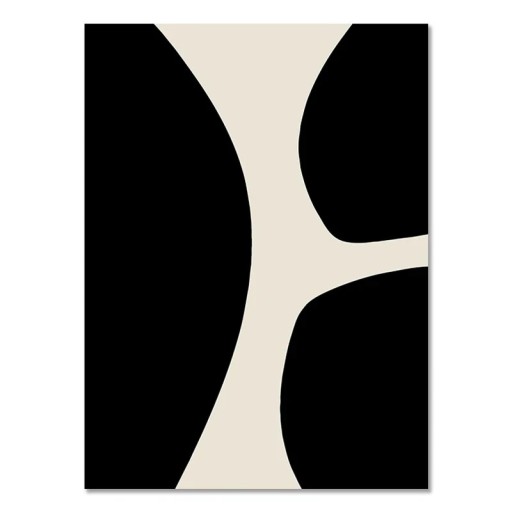 Abstracte wandposter met organische vormen 40 × 60 cm canvasprint zwart-beige moderne minimalistische decoratie zonder lijst