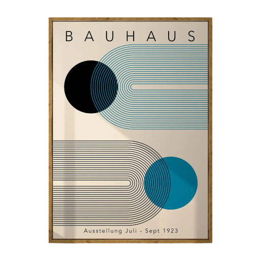 Abstrakt affisch 30 x 40 cm Bauhaus blå-svart geometri Modern dekoration för vägg Designtryck på duk utan ram