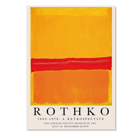 Abstrakt plakat 21 x 30 cm Orange-rød komposition i stil med Mark Rothko Inspiration fra solnedgang Tryk på lærred Uden ramme