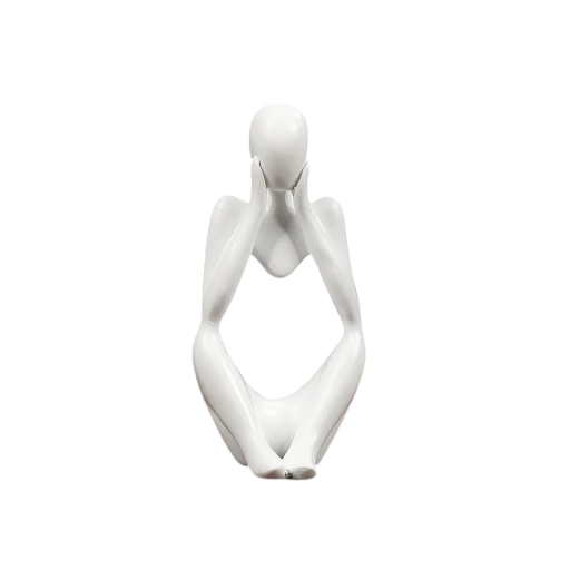 Abstrakte Figur 6 x 5 x 13 cm Sitzende nachdenkliche Person Moderne Tischdekoration Designfigur aus Harz