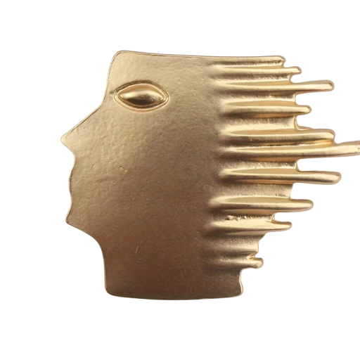 Abstrakte Gesichtsprofil Brosche Pin Metall goldene Design mit Linien Zubehör für Kleidung Rucksack Revers Schmuck Motiv Gesicht