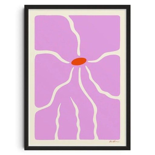 Abstraktes Poster Blume in Pink 50x70 cm Moderne Farbgrafik Rahmenlos Minimalistische Wanddekoration für Innenräume