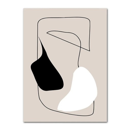 Abstrakti seinätaulu minimalistisilla viivoilla 30 × 40 cm kangastuloste musta-beige moderni sisustus ilman kehystä