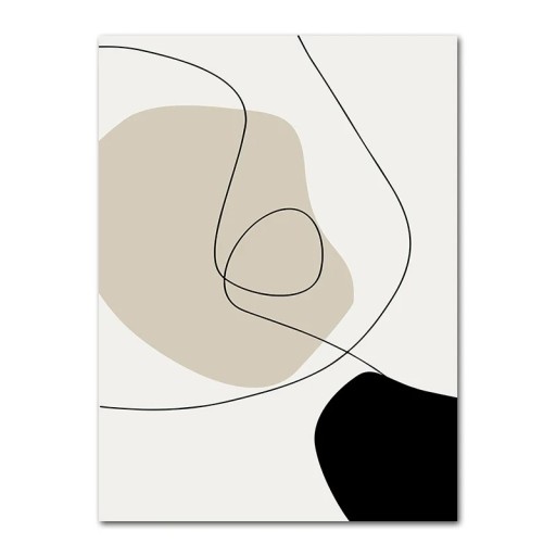 Abstraktiinen seinäjuliste lineaarisella motiivilla 20 × 30 cm kangastuloste musta-beige koriste ilman kehystä moderni sisustus