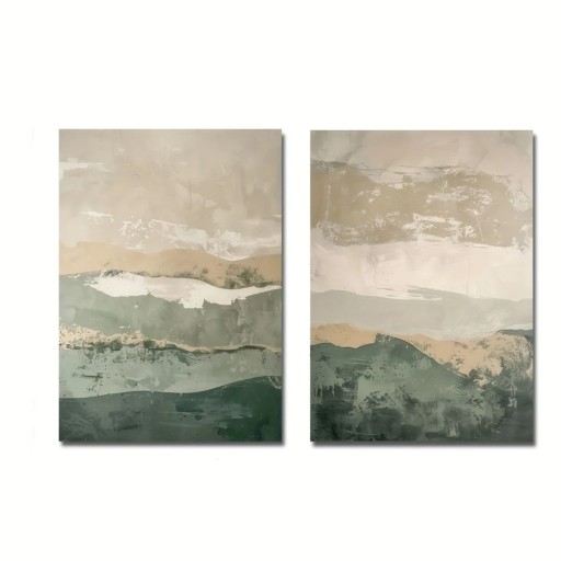 Abstraktinen japanilainen retro maisemaposterisarja 30x40 cm kangas ilman kehystä vihreä beige seinäkoriste sisustukseen