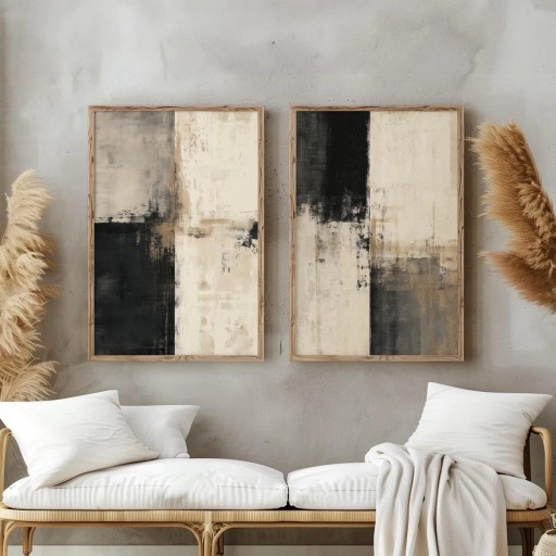 Abstraktit japanilaiset julisteet ilman kehystä 40x60 cm kangas musta beige seinätaide moderni sisustus olohuoneeseen
