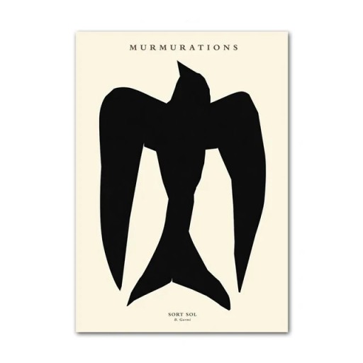 Abstraktní plakát na zeď černá vlaštovka 30 × 45 cm tisk na plátně černo béžový minimalistický motiv dekorace interiéru