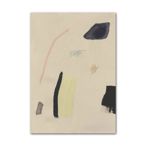 Abstraktní plakát na zeď minimalistické tvary 30 × 45 cm tisk na plátno béžové pozadí s kontrastními prvky dekorace do interiéru bez rámu