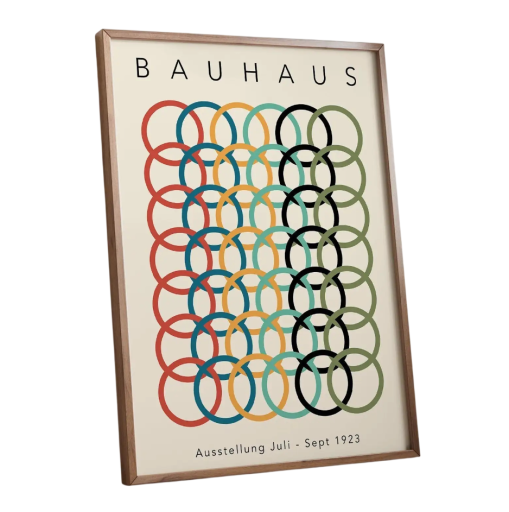 Absztrakt falikép 20 x 30 cm Színes körök Bauhaus geometria Modern kép Vászonnyomtatás Puha poszter Keret nélküli dekoráció