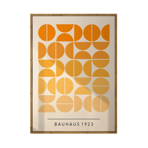 Absztrakt poszter 20 x 30 cm Narancssárga ombré félkörök Bauhaus geometriai motívum Modern fali dekoráció Vászonnyomtatás Keret nélkül