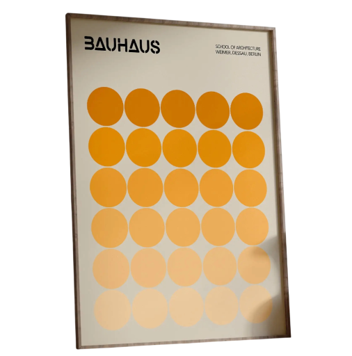Absztrakt poszter 30 x 40 cm Bauhaus narancs-sárga ombré körök Geometrikus modern dekoráció vászonnyomtatás falikép keret nélkül