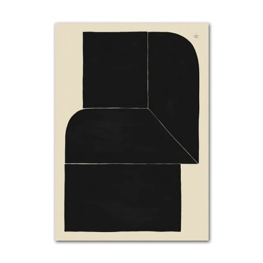 Absztrakt poszter fekete geometriai formák kompozíciójával 40 × 60 cm vászonra nyomtatott fekete-beige puha poszter keret nélkül belső térbe