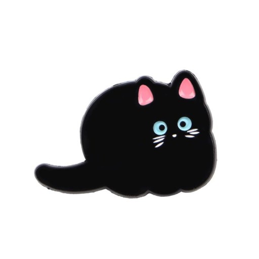 Abzeichen schwarze Katze mit blauen Augen ca. 3,3 x 3,1 cm schwarzer blauer rosa Pin niedliches Tiermotiv für Rucksack Kleidung Zubehör