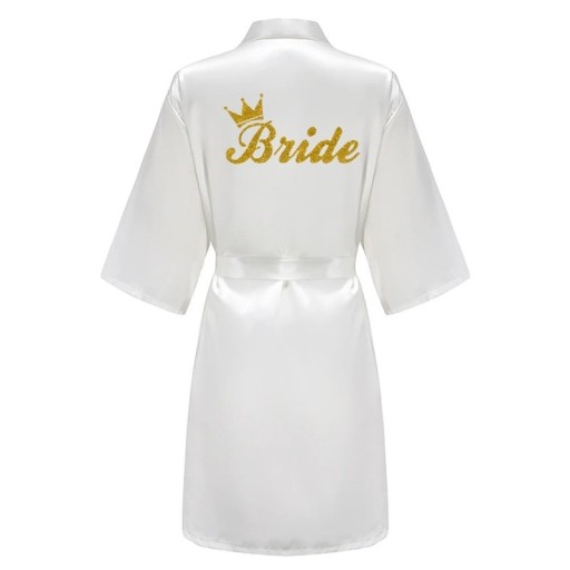 Accappatoio da sposa bianco in seta artificiale Accappatoio con cintura e scritta BRIDE Accappatoio elegante e leggero per la sposa