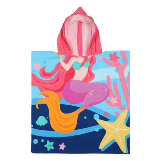 Accappatoio per bambini con cappuccio e motivo favoloso della sirena 60 x 120 cm Per altezza 80 - 130 cm Accappatoio per ragazzi e ragazze