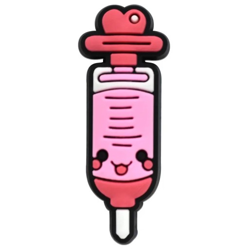 Accessoire pour crocs seringue 2–3 cm PVC rose décoration médicale pour chaussures avec motif de seringue décoration crocs