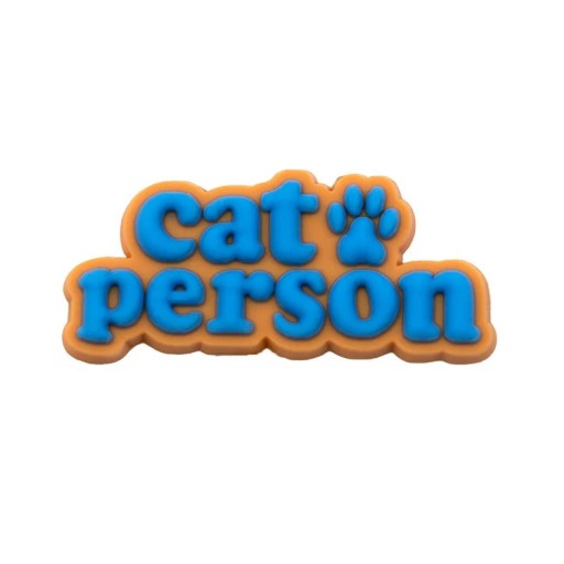 Accessorio per crocs con scritta cat person PVC blu arancione decorazione per scarpe crocs decorazione calzature con testo e motivo zampa