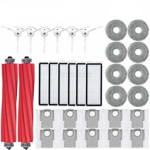Accessory set for robotic vacuum cleaner 30 pcs HEPA filter mop cloths side brushes and bags for Roborock Q Revo MaxV Q Revo S and Q Revo Pro