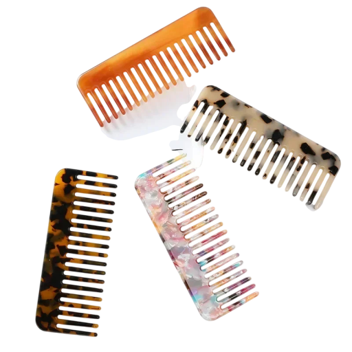 Acetaat Haar Kam Brede Tanden Reis Vierkant Kleurrijke Kapperskam Antistatisch Styling Kam Voor Alle Haartypen