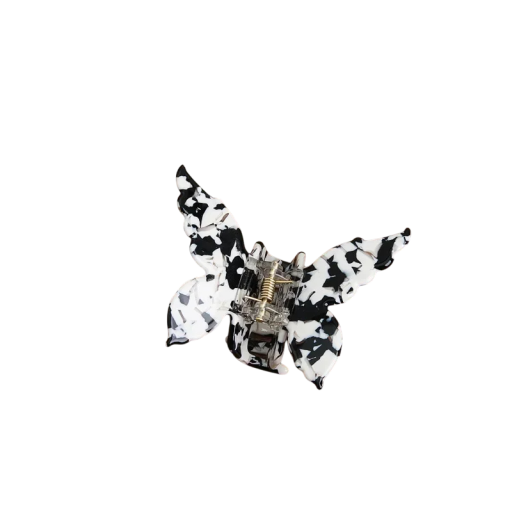 Acetat-Schmetterlingshaarklammer 7,5x6,2 cm Schwarz-Weiß Französische Retro Elegante Haarspange Damenhaarschmuck Kunststoffdekoration Styling