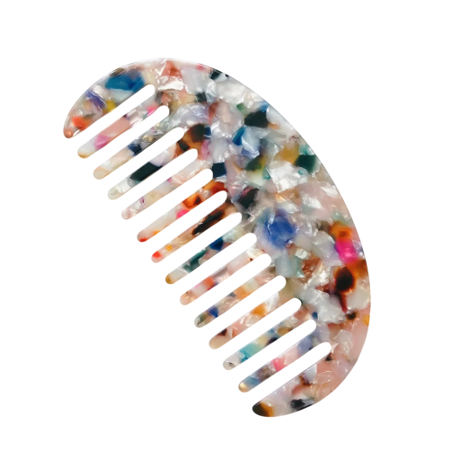 Acetate Curved Hair Comb Half-Moon Wide Teeth Travel Hairdressing Colourful Comb for Detangling Wet and Dry Hair